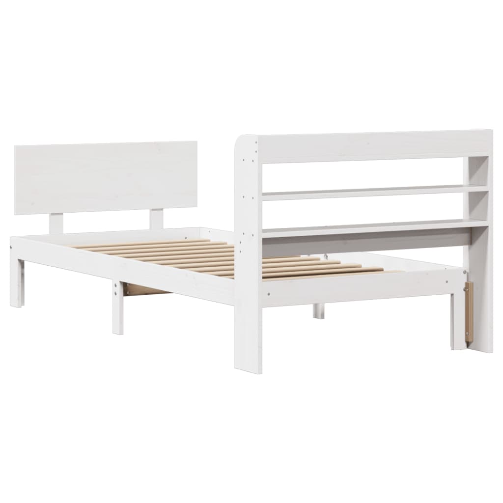 Bedframe met hoofdeinde zonder matras 100x200 cm wit is nu te koop bij PeponiXL, paradijselijk wonen!