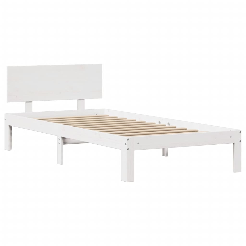 Bedframe met hoofdeinde zonder matras 100x200 cm wit is nu te koop bij PeponiXL, paradijselijk wonen!