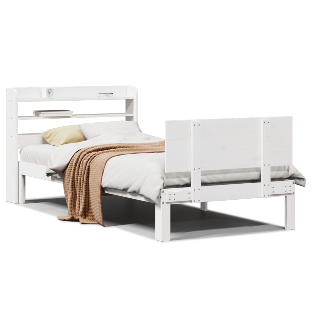 Bedframe met hoofdeinde zonder matras 100x200 cm wit is nu te koop bij PeponiXL, paradijselijk wonen!