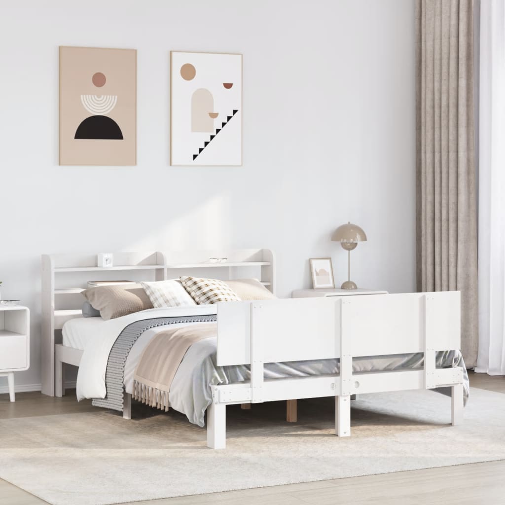 Bedframe met hoofdeinde zonder matras 140x200 cm wit is nu te koop bij PeponiXL, paradijselijk wonen!