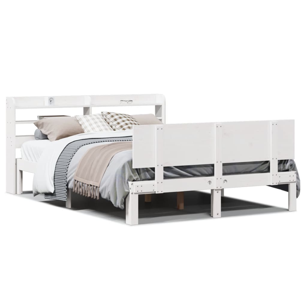 Bedframe met hoofdeinde zonder matras 140x200 cm wit is nu te koop bij PeponiXL, paradijselijk wonen!