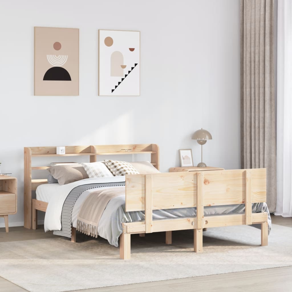 Bedframe met hoofdbord massief grenenhout 150x200 cm is nu te koop bij PeponiXL, paradijselijk wonen!