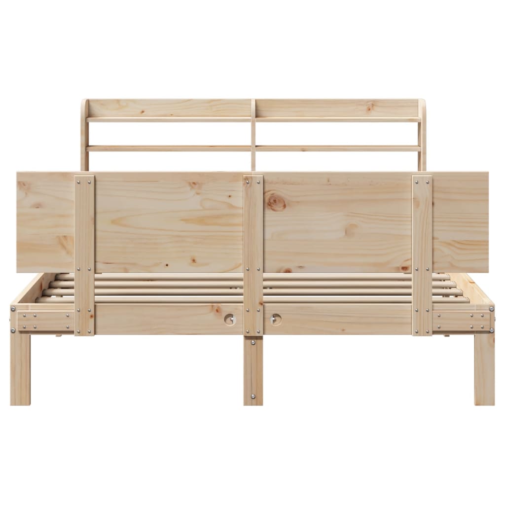 Bedframe met hoofdbord massief grenenhout 150x200 cm is nu te koop bij PeponiXL, paradijselijk wonen!