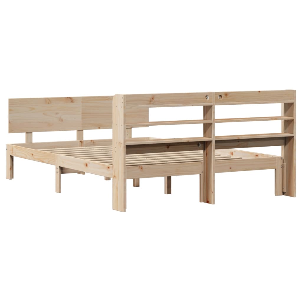 Bedframe met hoofdbord massief grenenhout 150x200 cm is nu te koop bij PeponiXL, paradijselijk wonen!