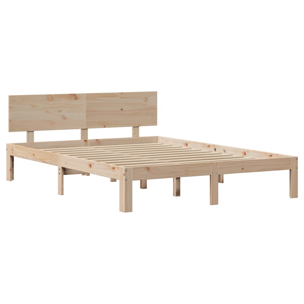 Bedframe met hoofdbord massief grenenhout 150x200 cm is nu te koop bij PeponiXL, paradijselijk wonen!