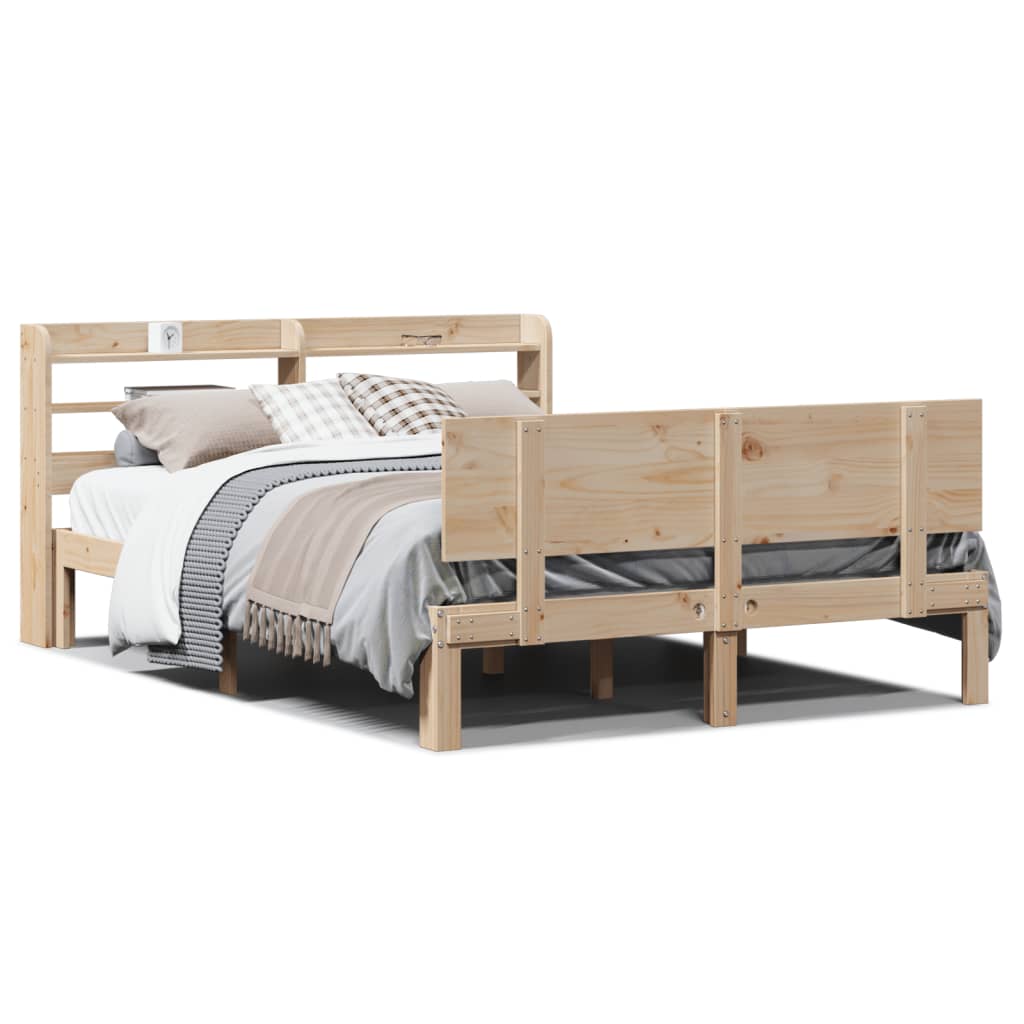 Bedframe met hoofdbord massief grenenhout 150x200 cm is nu te koop bij PeponiXL, paradijselijk wonen!
