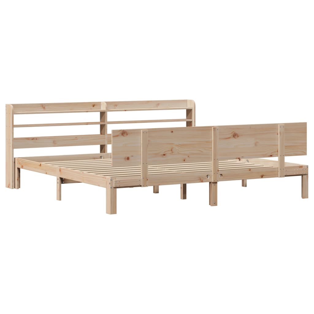 Bedframe met hoofdbord massief grenenhout 200x200 cm is nu te koop bij PeponiXL, paradijselijk wonen!