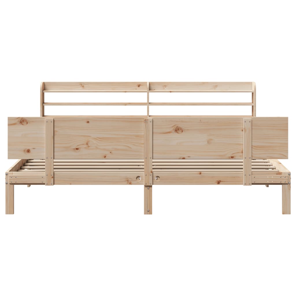 Bedframe met hoofdbord massief grenenhout 200x200 cm is nu te koop bij PeponiXL, paradijselijk wonen!