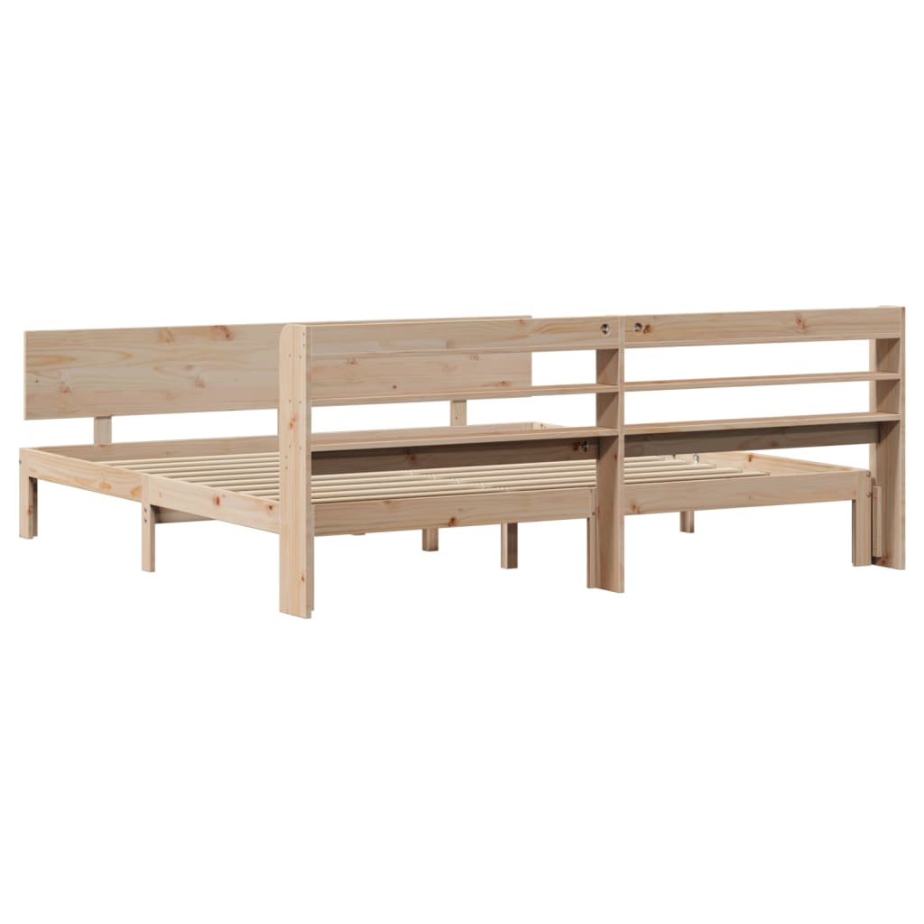 Bedframe met hoofdbord massief grenenhout 200x200 cm is nu te koop bij PeponiXL, paradijselijk wonen!