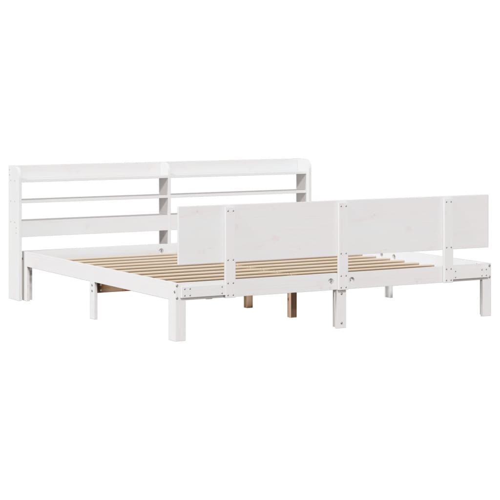 Bedframe met hoofdeinde zonder matras 200x200 cm wit is nu te koop bij PeponiXL, paradijselijk wonen!
