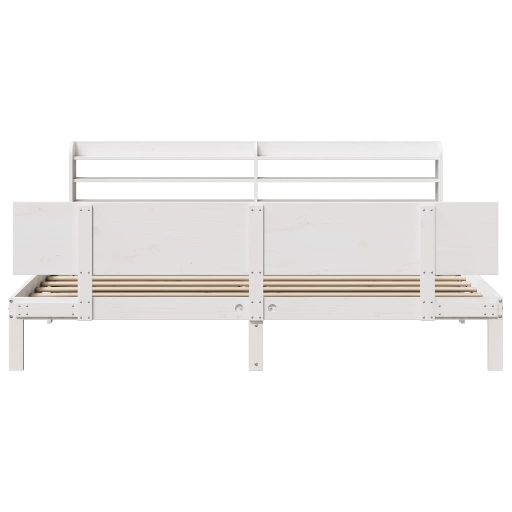 Bedframe met hoofdeinde zonder matras 200x200 cm wit is nu te koop bij PeponiXL, paradijselijk wonen!