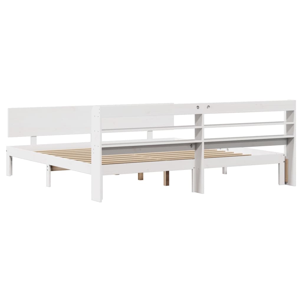 Bedframe met hoofdeinde zonder matras 200x200 cm wit is nu te koop bij PeponiXL, paradijselijk wonen!