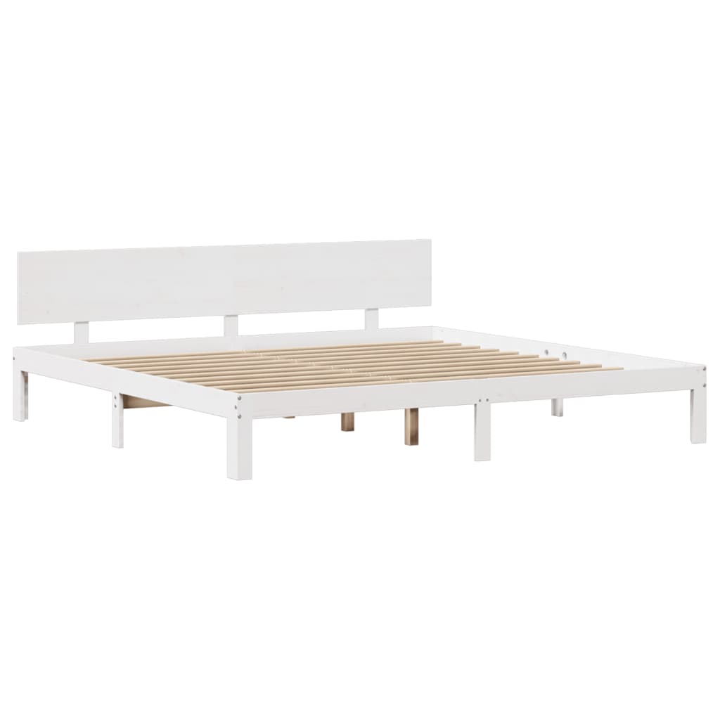 Bedframe met hoofdeinde zonder matras 200x200 cm wit is nu te koop bij PeponiXL, paradijselijk wonen!