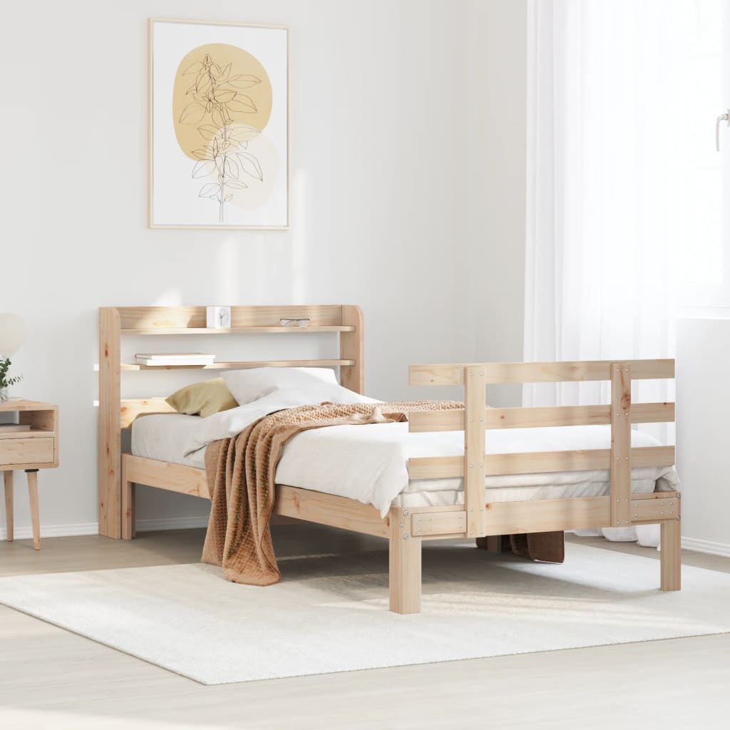 Bedframe met hoofdbord massief grenenhout 75x190 cm is nu te koop bij PeponiXL, paradijselijk wonen!