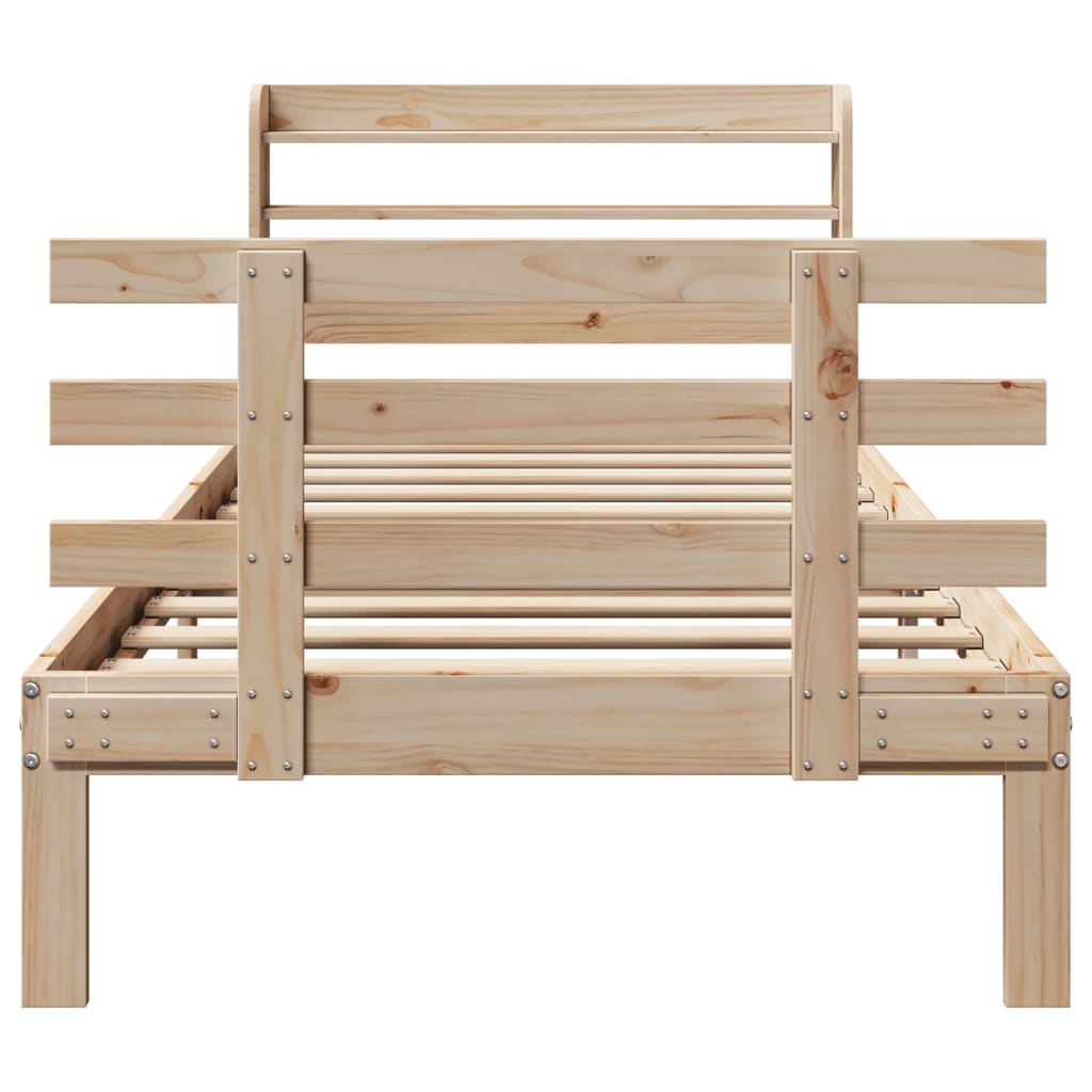 Bedframe met hoofdbord massief grenenhout 75x190 cm is nu te koop bij PeponiXL, paradijselijk wonen!