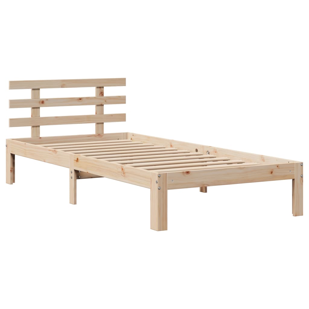 Bedframe met hoofdbord massief grenenhout 75x190 cm is nu te koop bij PeponiXL, paradijselijk wonen!