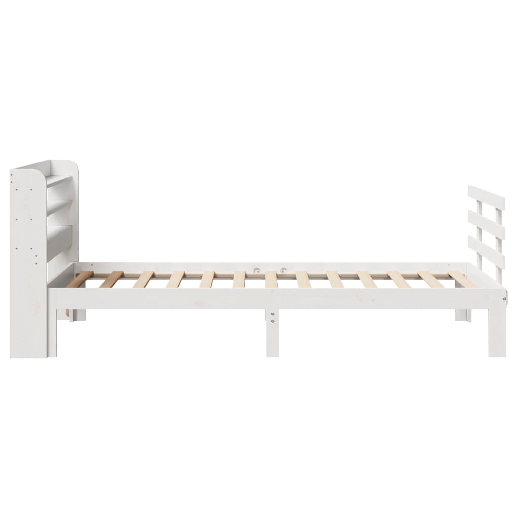 Bedframe met hoofdbord massief grenenhout wit 75x190 cm is nu te koop bij PeponiXL, paradijselijk wonen!