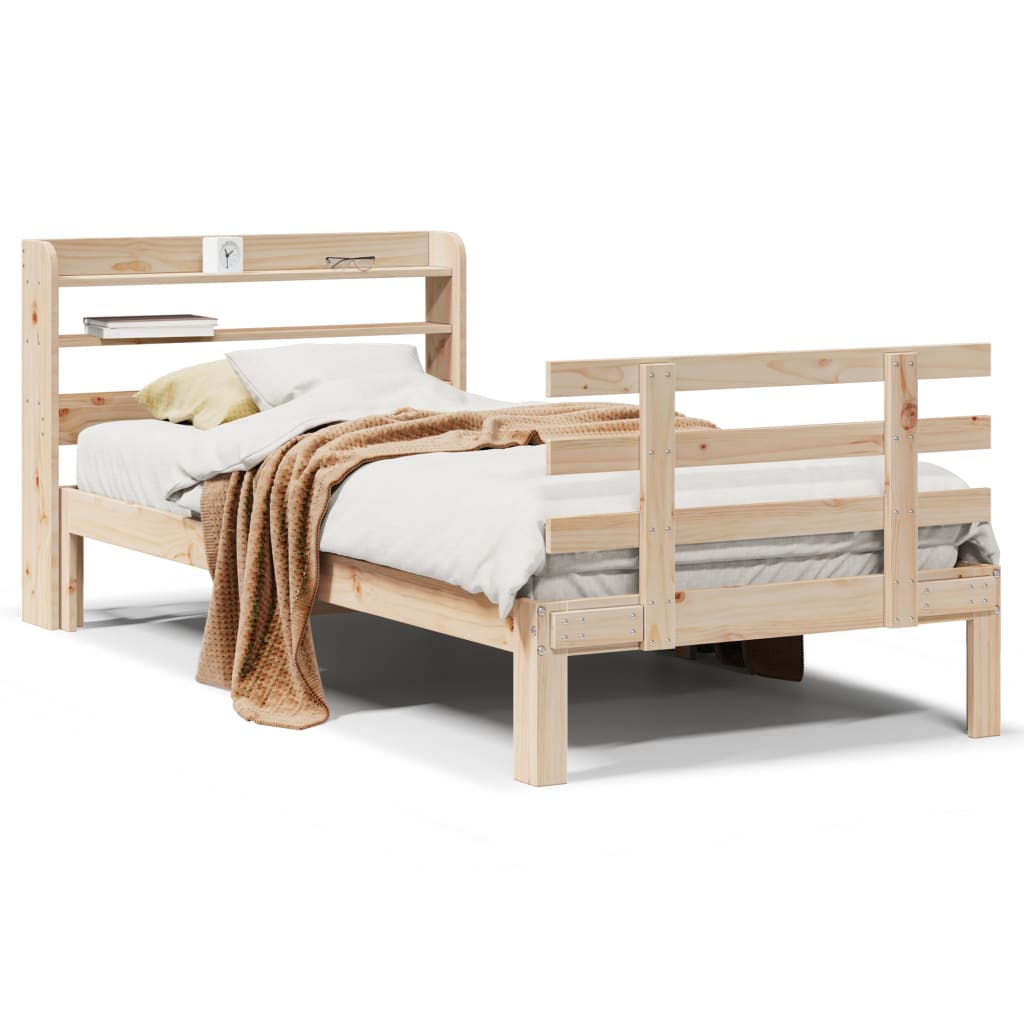 Bedframe met hoofdbord massief grenenhout 90x190 cm is nu te koop bij PeponiXL, paradijselijk wonen!