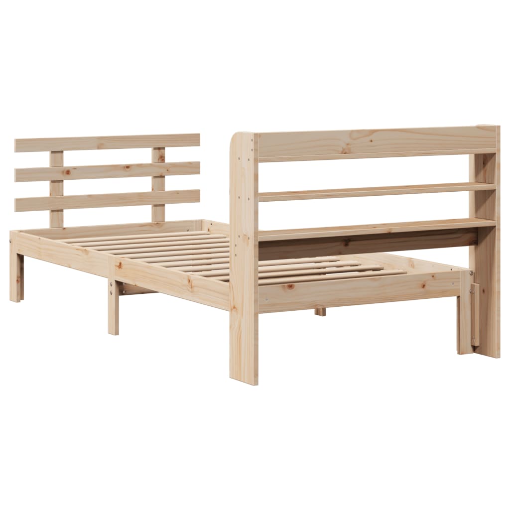Bedframe met hoofdbord massief grenenhout 90x190 cm is nu te koop bij PeponiXL, paradijselijk wonen!
