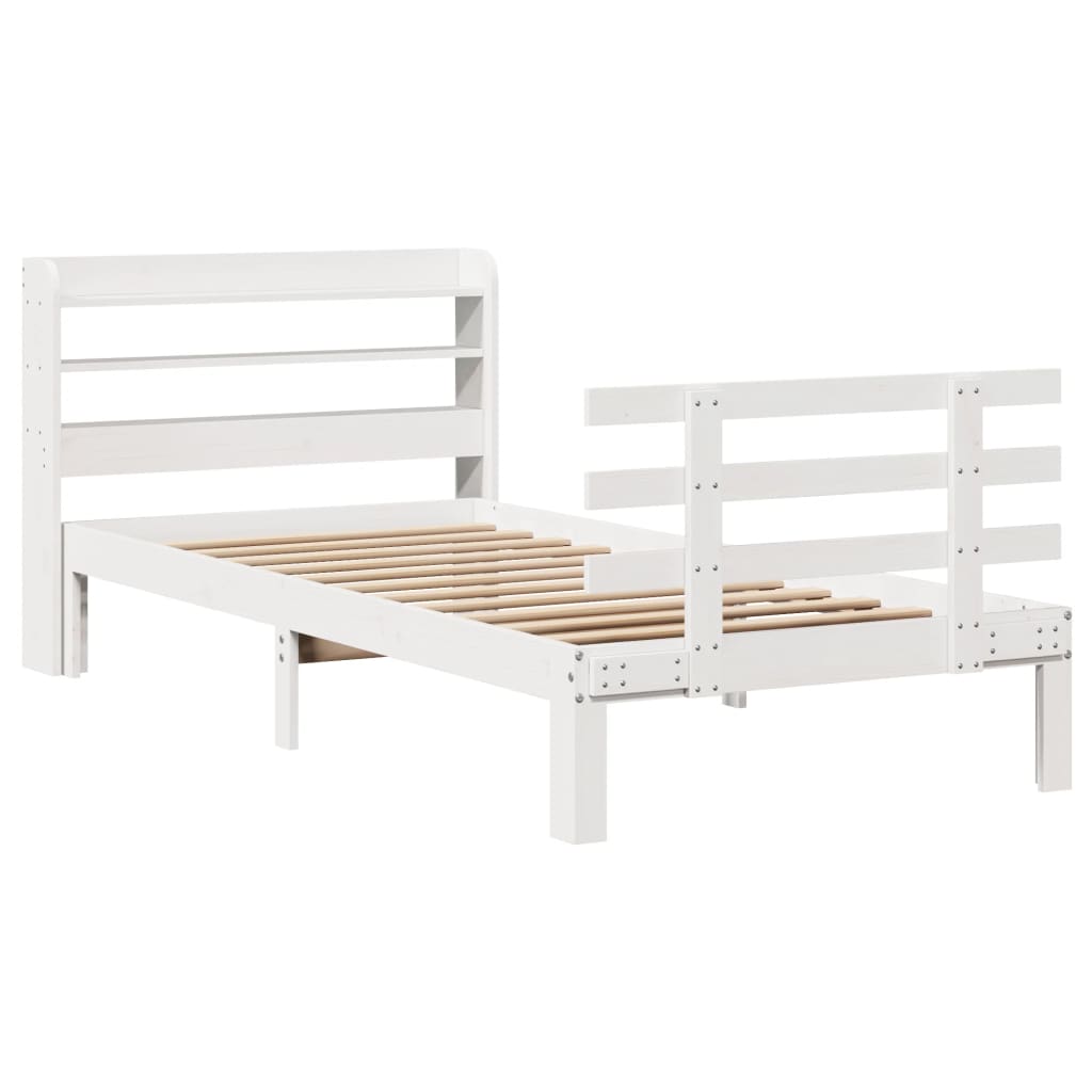 Bedframe met hoofdeinde zonder matras 90x190 cm wit is nu te koop bij PeponiXL, paradijselijk wonen!