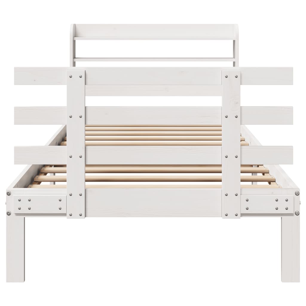 Bedframe met hoofdeinde zonder matras 90x190 cm wit is nu te koop bij PeponiXL, paradijselijk wonen!