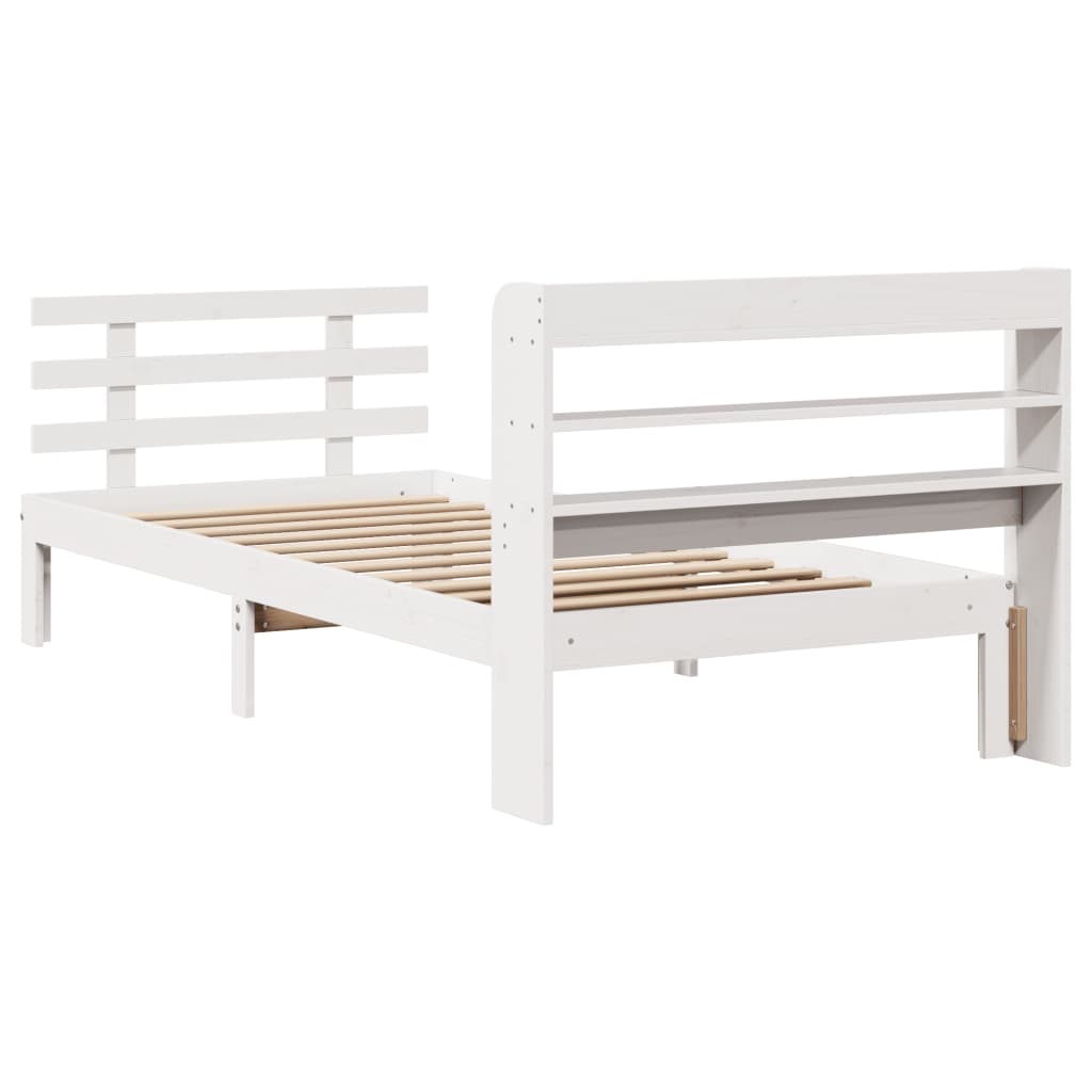 Bedframe met hoofdeinde zonder matras 90x190 cm wit is nu te koop bij PeponiXL, paradijselijk wonen!