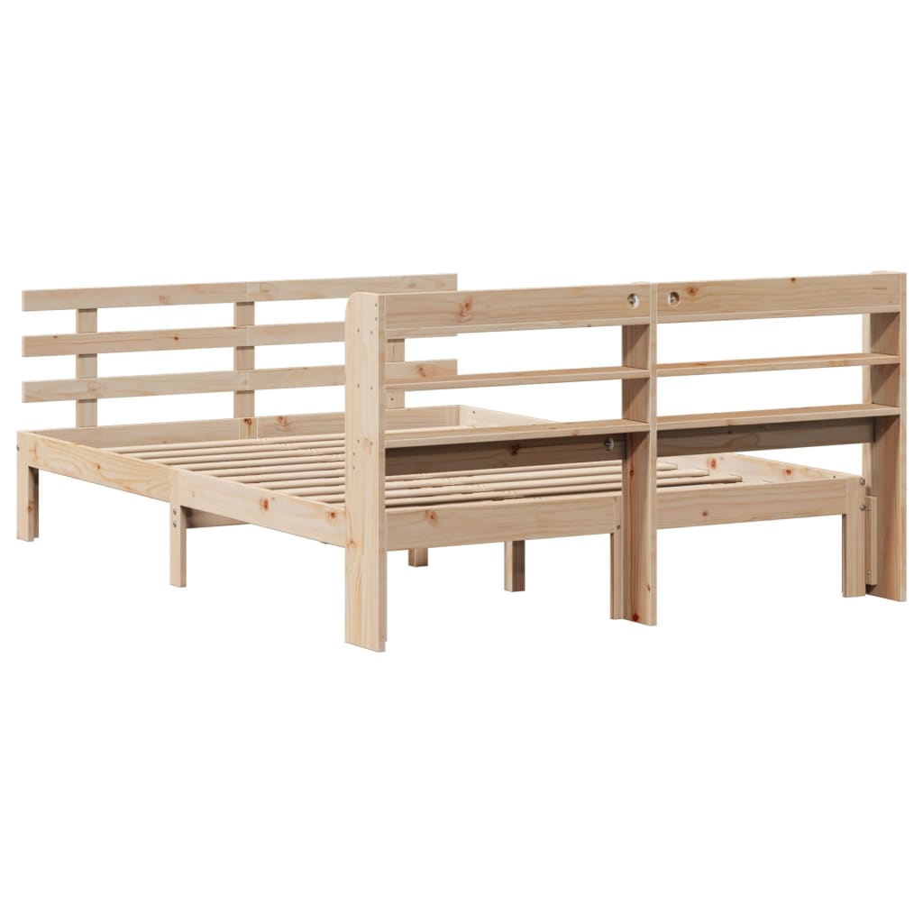 Bedframe met hoofdbord massief grenenhout 120x190 cm is nu te koop bij PeponiXL, paradijselijk wonen!