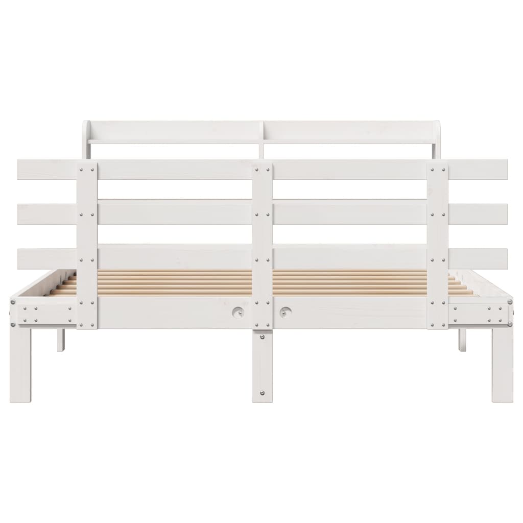 Bedframe met hoofdbord massief grenenhout wit 120x190 cm is nu te koop bij PeponiXL, paradijselijk wonen!