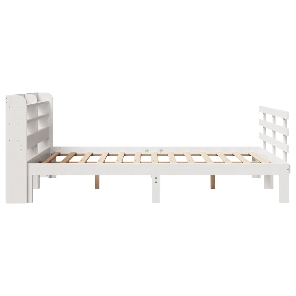 Bedframe met hoofdbord massief grenenhout wit 135x190 cm is nu te koop bij PeponiXL, paradijselijk wonen!