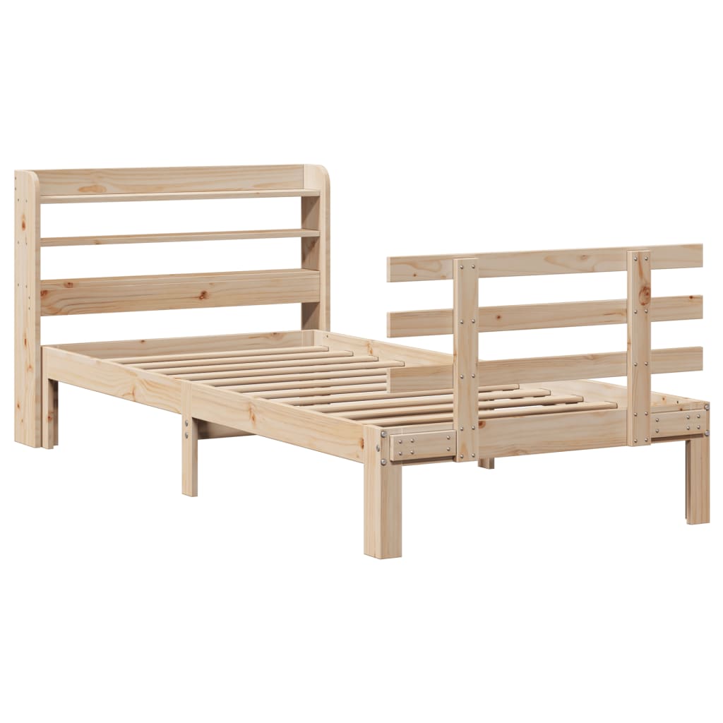 Bedframe met hoofdbord massief grenenhout 90x200 cm is nu te koop bij PeponiXL, paradijselijk wonen!