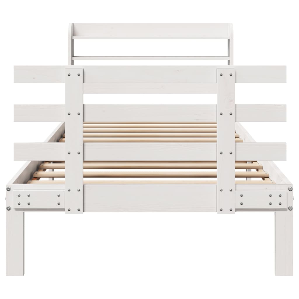 Bedframe met hoofdeinde zonder matras 90x200 cm wit is nu te koop bij PeponiXL, paradijselijk wonen!