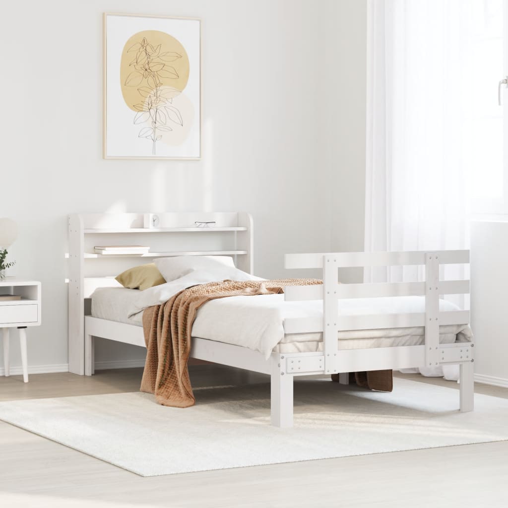 Bedframe met hoofdeinde zonder matras 90x200 cm wit is nu te koop bij PeponiXL, paradijselijk wonen!