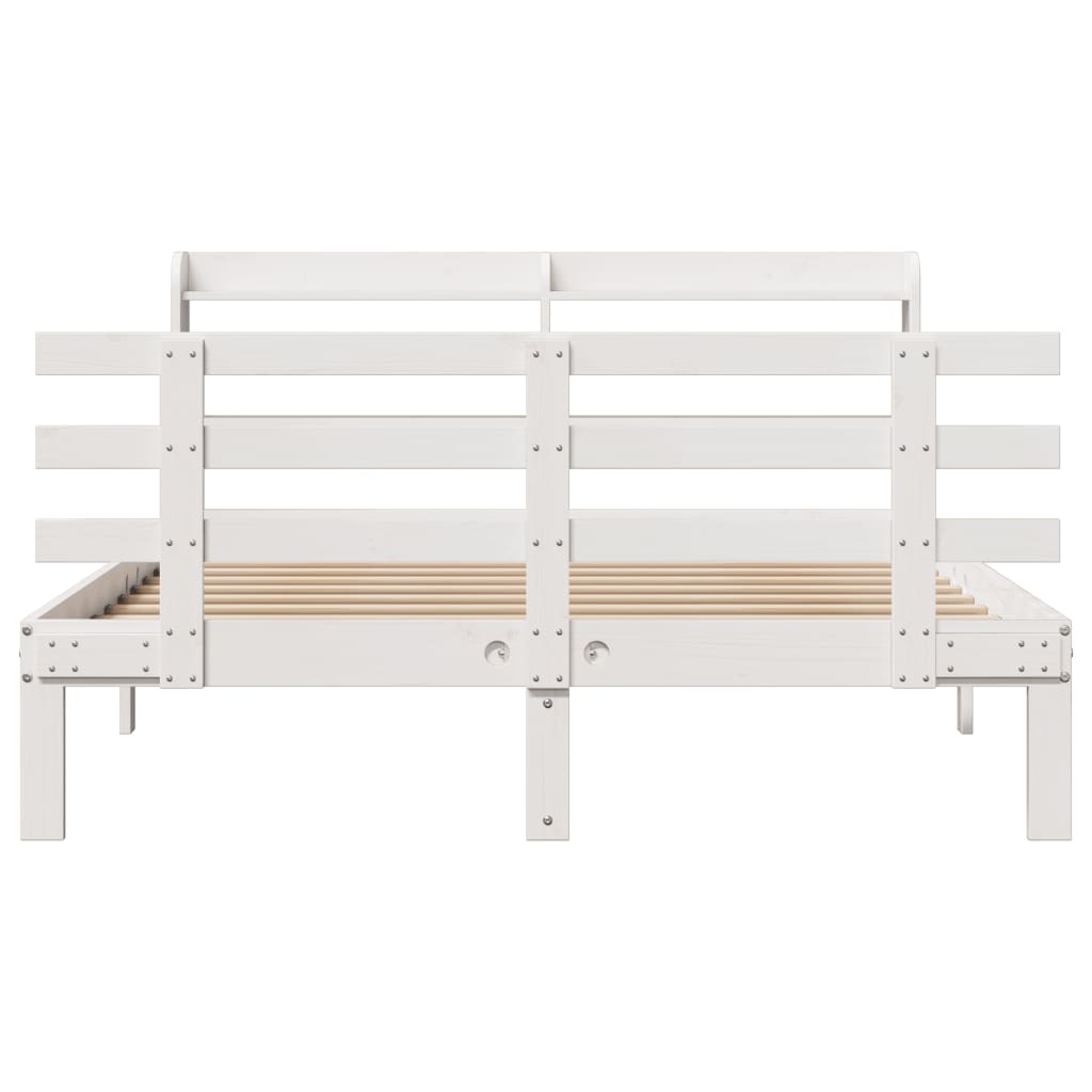 Bedframe met hoofdeinde zonder matras 120x200 cm wit is nu te koop bij PeponiXL, paradijselijk wonen!
