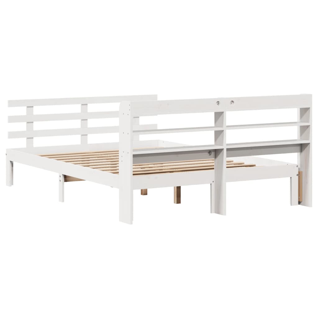Bedframe met hoofdeinde zonder matras 120x200 cm wit is nu te koop bij PeponiXL, paradijselijk wonen!