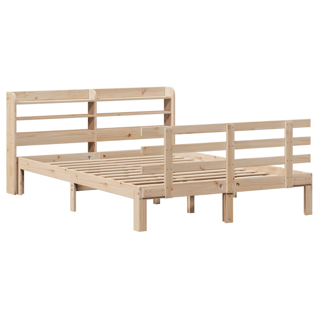 Bedframe met hoofdbord massief grenenhout wit 140x200 cm is nu te koop bij PeponiXL, paradijselijk wonen!