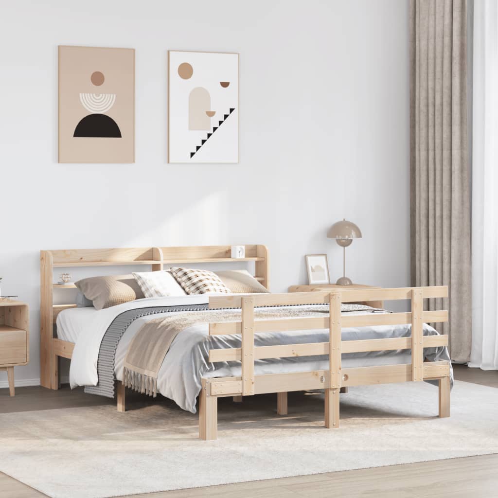 Bedframe met hoofdbord massief grenenhout wit 140x200 cm is nu te koop bij PeponiXL, paradijselijk wonen!