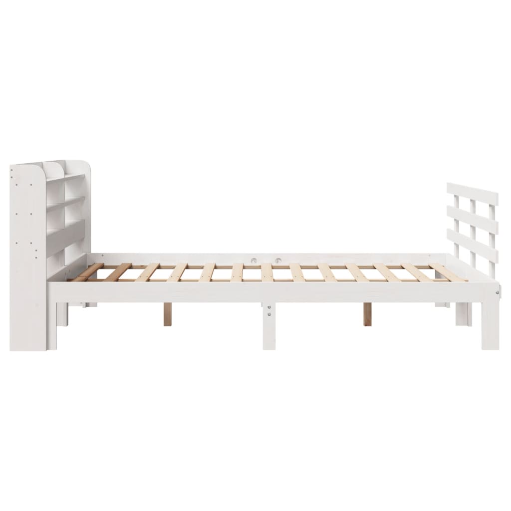 Bedframe met hoofdbord massief grenenhout wit 150x200 cm is nu te koop bij PeponiXL, paradijselijk wonen!