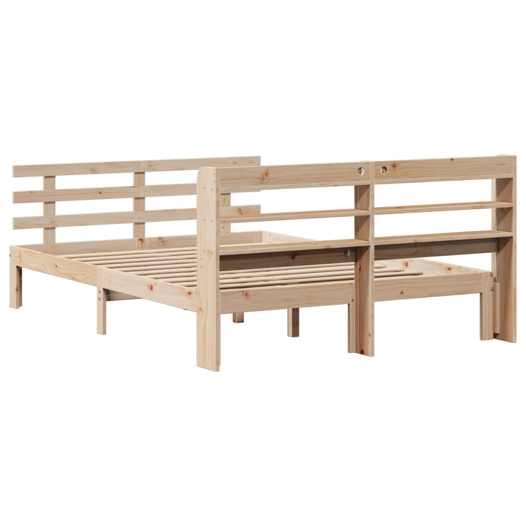 Bedframe met hoofdbord massief grenenhout 160x200 cm is nu te koop bij PeponiXL, paradijselijk wonen!