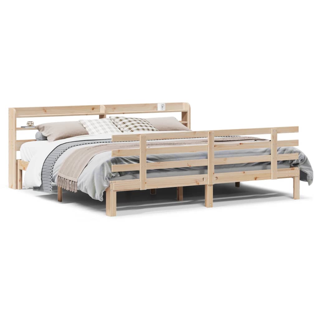 Bedframe met hoofdbord massief grenenhout 180x200 cm is nu te koop bij PeponiXL, paradijselijk wonen!