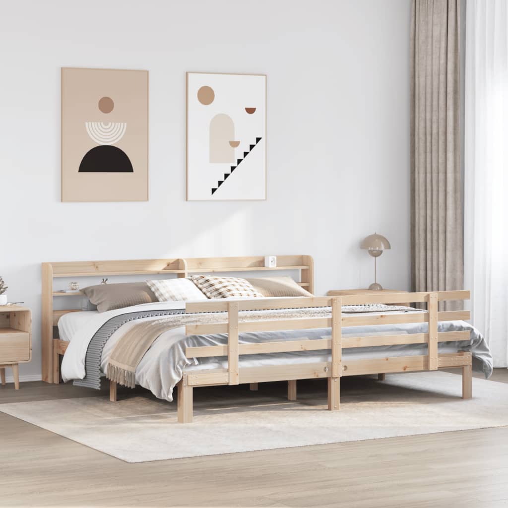 Bedframe met hoofdbord massief grenenhout 180x200 cm is nu te koop bij PeponiXL, paradijselijk wonen!