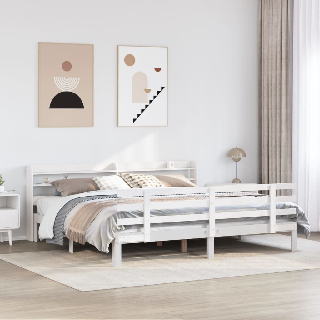 Bedframe met hoofdeinde zonder matras 180x200 cm wit is nu te koop bij PeponiXL, paradijselijk wonen!