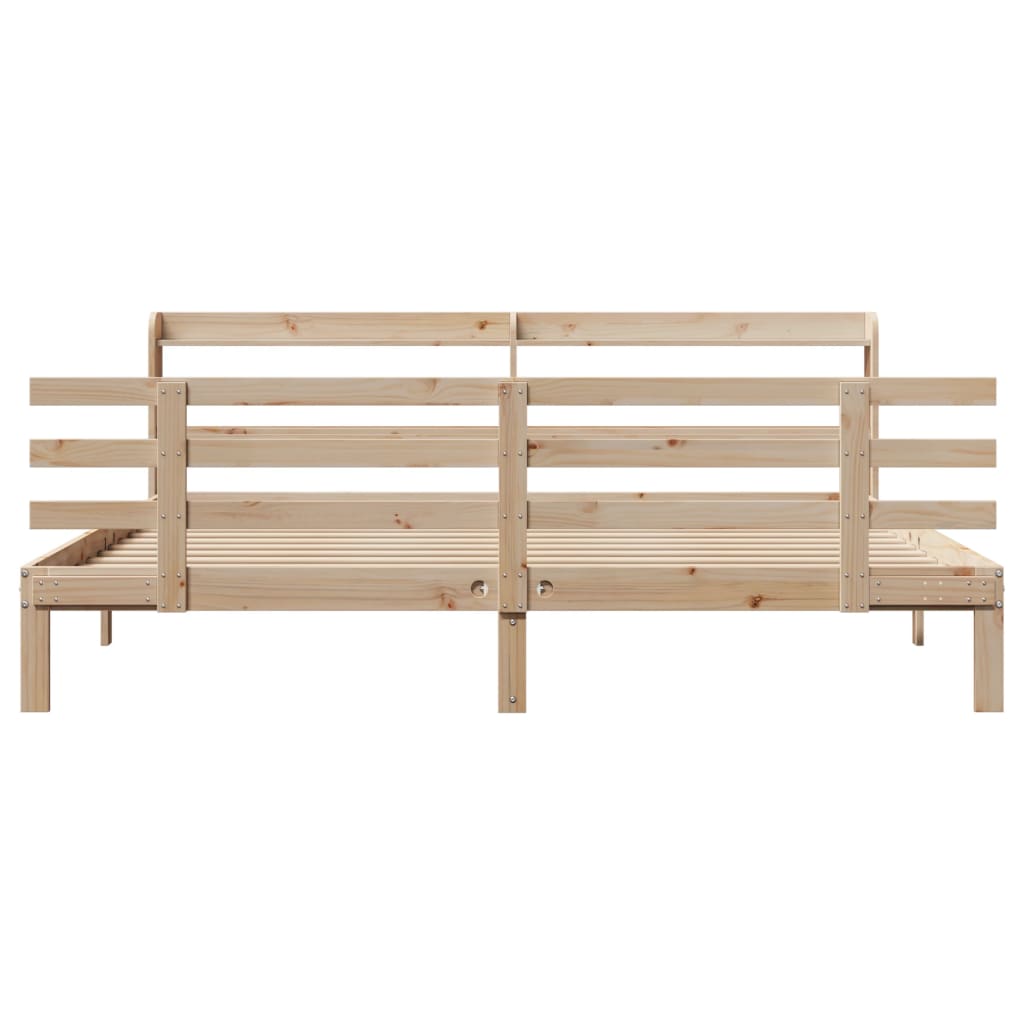 Bedframe met hoofdbord massief grenenhout 200x200 cm is nu te koop bij PeponiXL, paradijselijk wonen!