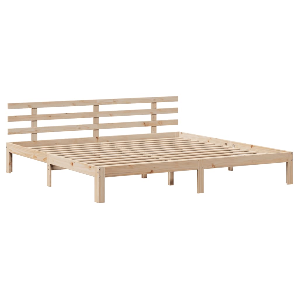 Bedframe met hoofdbord massief grenenhout 200x200 cm is nu te koop bij PeponiXL, paradijselijk wonen!