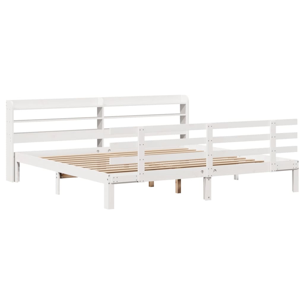 Bedframe met hoofdeinde zonder matras 200x200 cm wit is nu te koop bij PeponiXL, paradijselijk wonen!