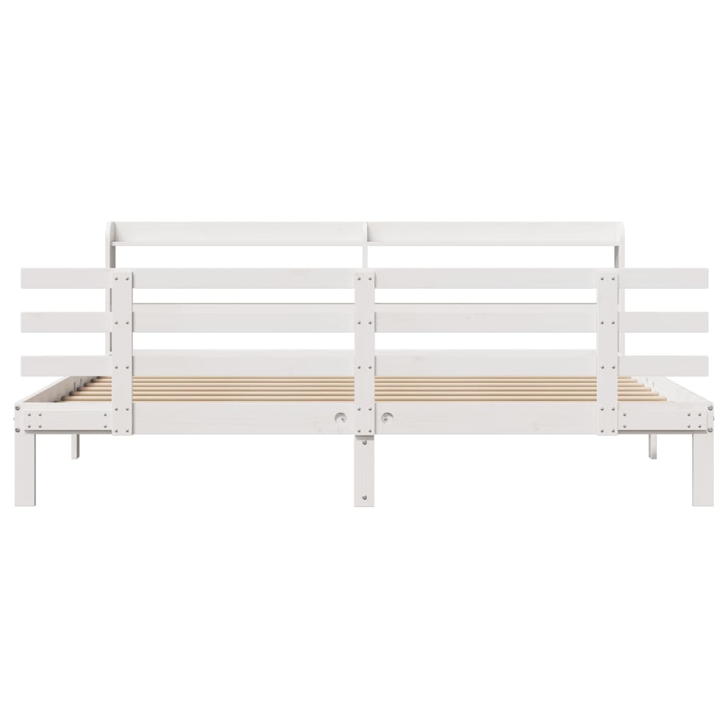 Bedframe met hoofdeinde zonder matras 200x200 cm wit is nu te koop bij PeponiXL, paradijselijk wonen!
