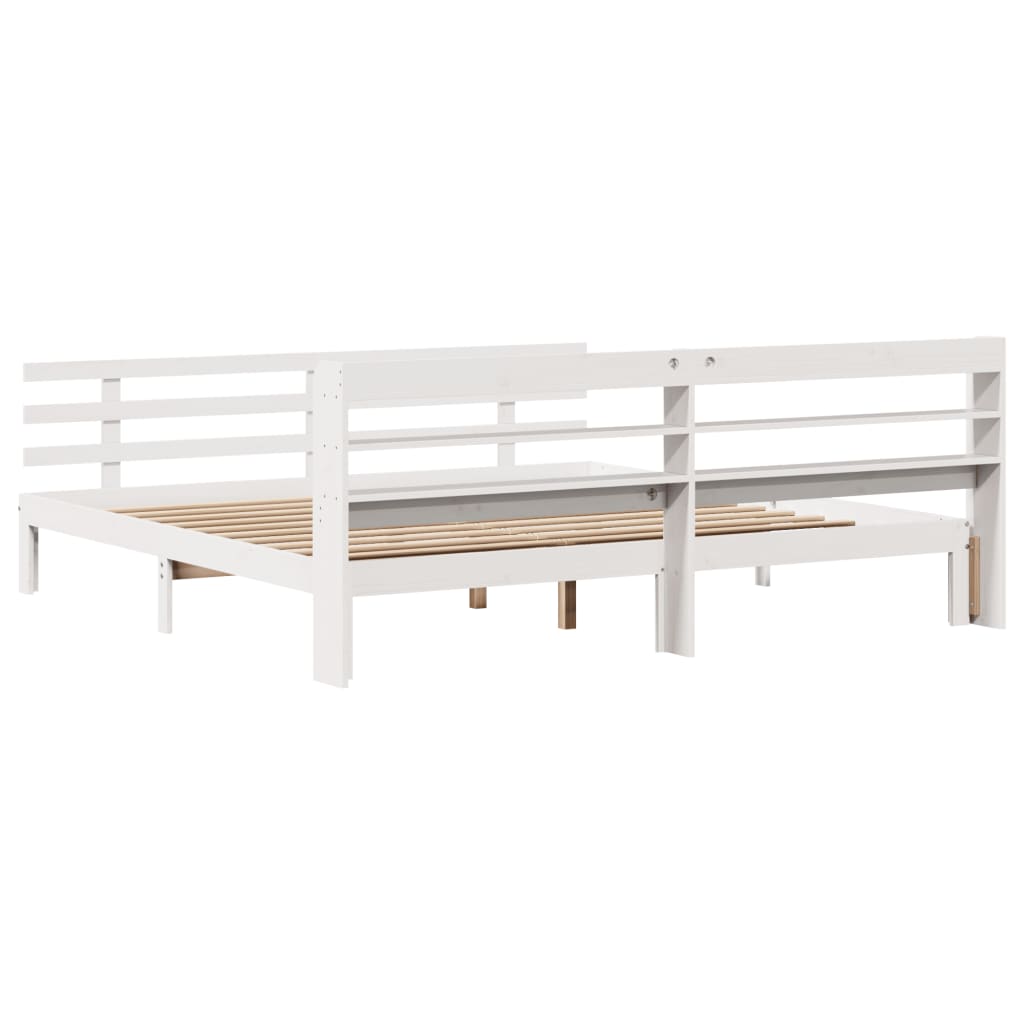 Bedframe met hoofdeinde zonder matras 200x200 cm wit is nu te koop bij PeponiXL, paradijselijk wonen!