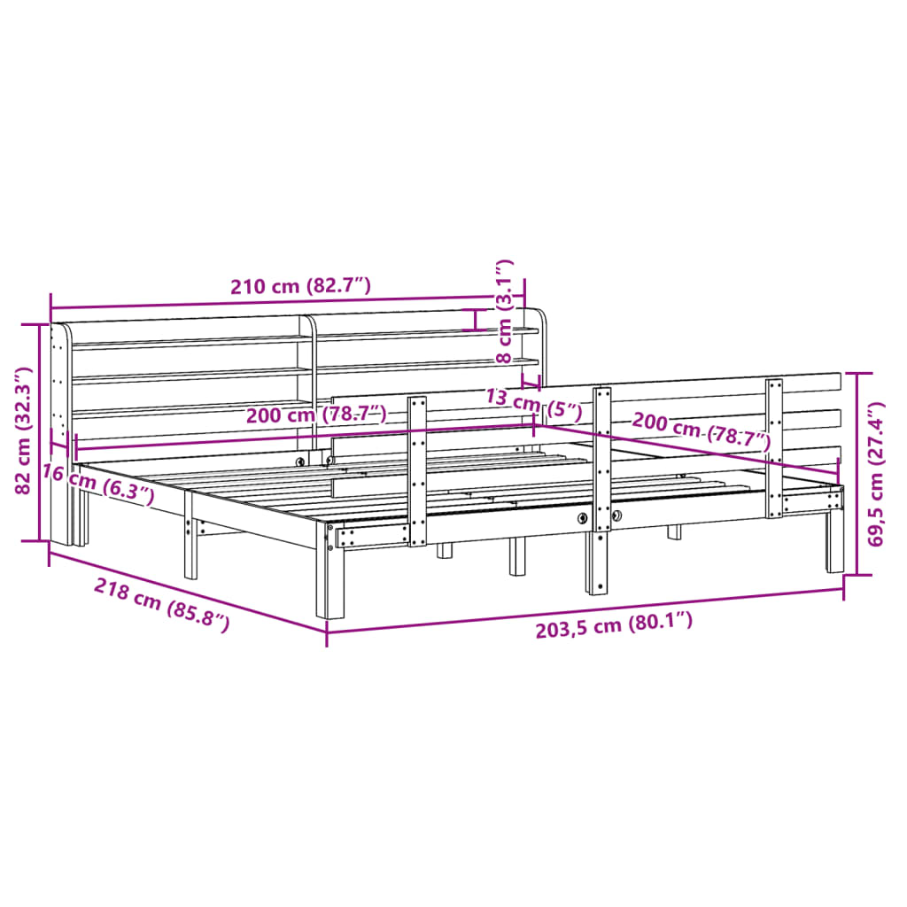 Bedframe met hoofdeinde zonder matras 200x200 cm wit is nu te koop bij PeponiXL, paradijselijk wonen!