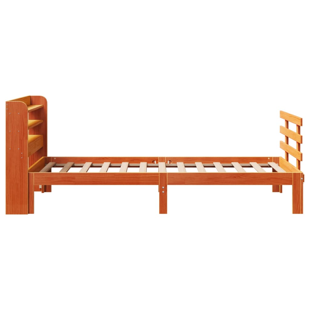 Bedframe met hoofdbord massief grenenhout wasbruin 100x200 cm is nu te koop bij PeponiXL, paradijselijk wonen!