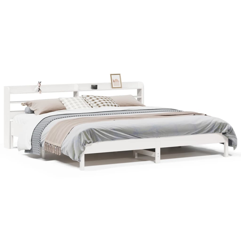 Bedframe zonder matras massief grenenhout wit 200x200 cm is nu te koop bij PeponiXL, paradijselijk wonen!