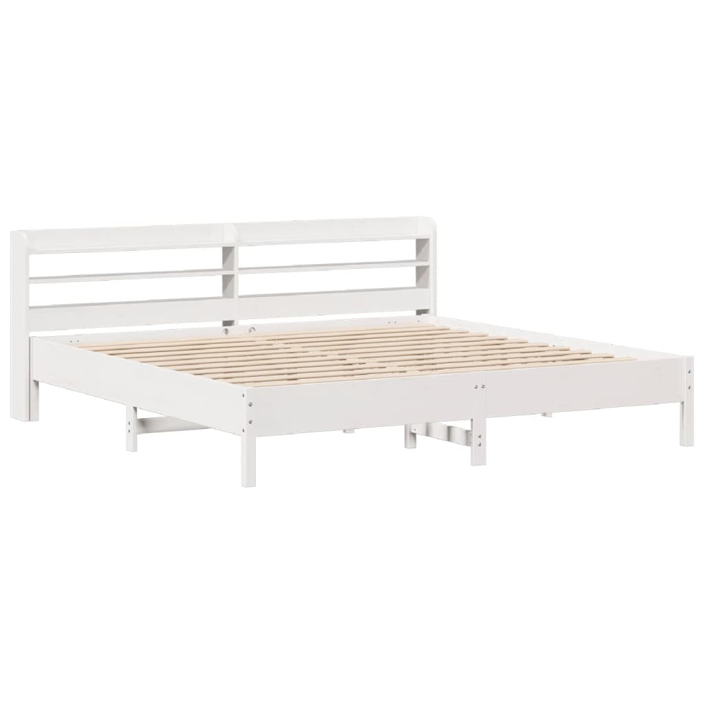 Bedframe zonder matras massief grenenhout wit 200x200 cm is nu te koop bij PeponiXL, paradijselijk wonen!